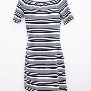 Tommy Hilfiger Navy & White Stripe Short Sleeve Nautical Summer Dress Size Small
